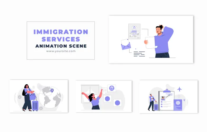 Immigration Services Conceptual 2D Animation Scene